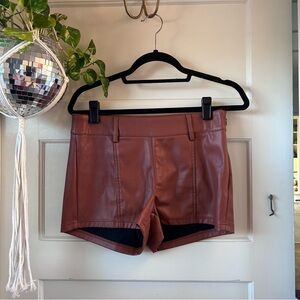 wild fable Faux Leather High Waist Shorts - Rust Brown